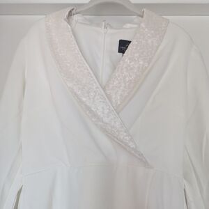 Adrianna Papell White Long Sleeve Dress